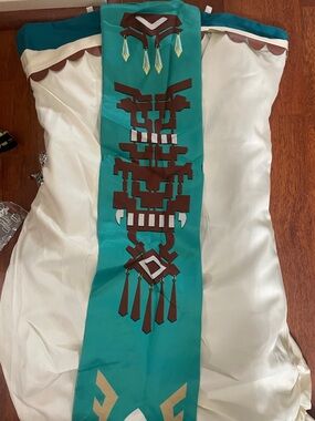 The Legend of Zelda:Tears of the Kingdom Teal & Cream Strapless Dress Overlay